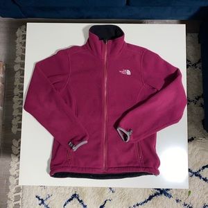North face women’s burgundy zip up fleece